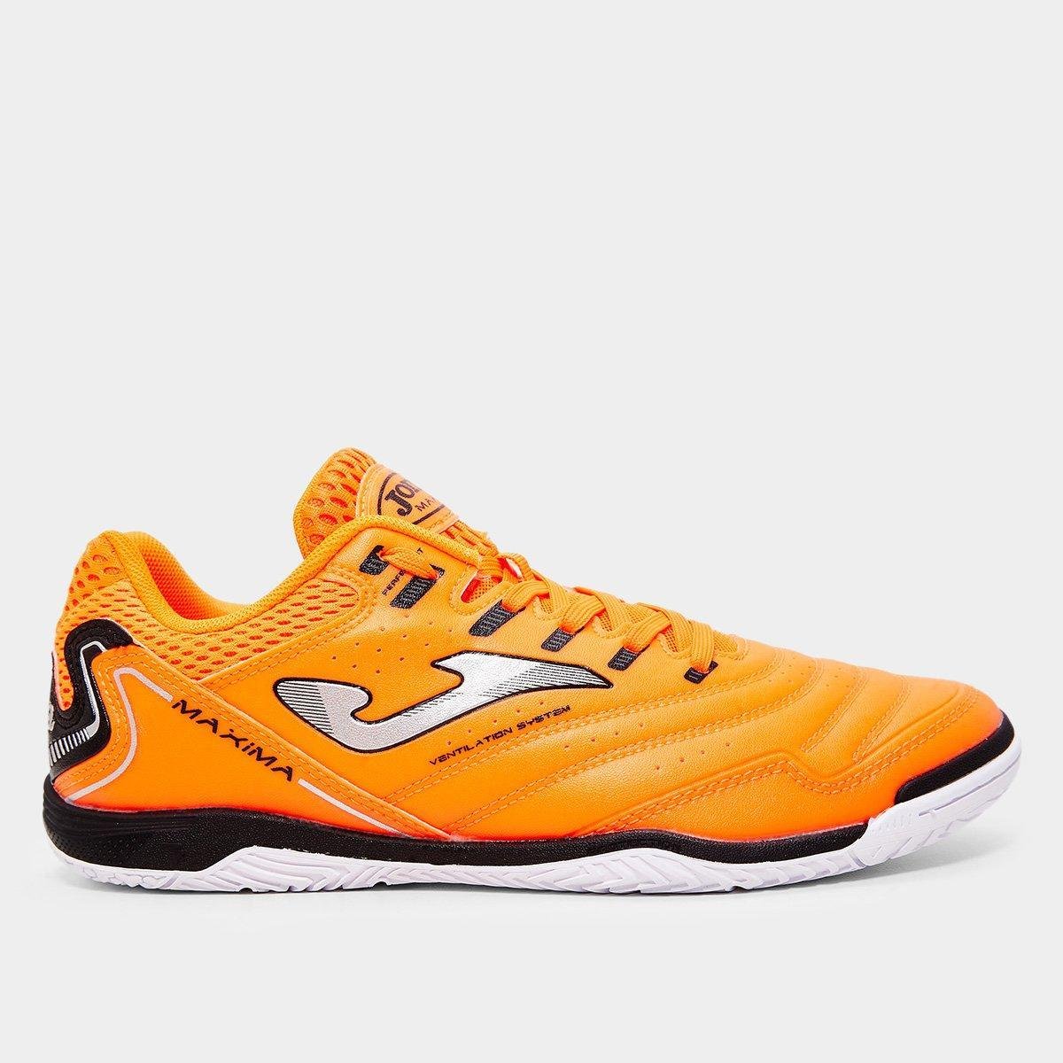 Chuteira Futsal Joma Maxima Unissex - Laranja+Preto